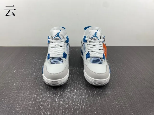 Nike Air Jordan 4 Light Gray and Royal Blue Basketball Shoes 6