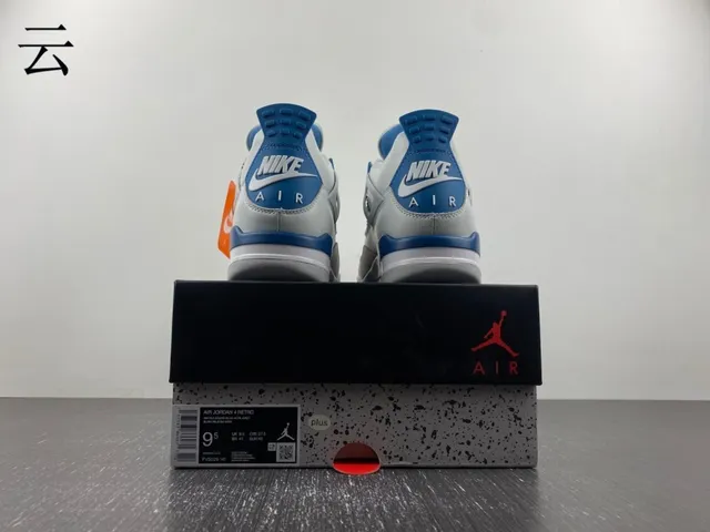Nike Air Jordan 4 Light Gray and Royal Blue Basketball Shoes 7