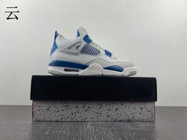 Nike Air Jordan 4 Light Gray and Royal Blue Basketball Shoes 8