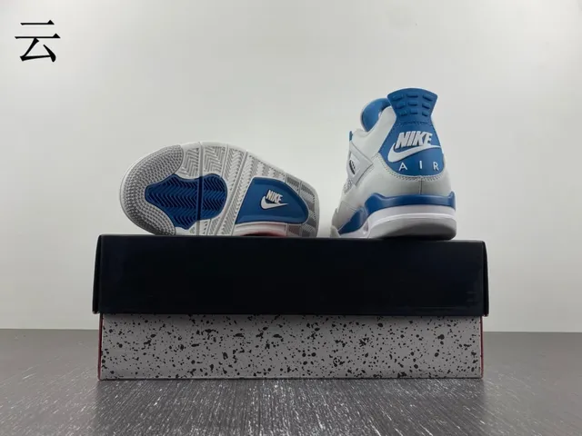 Nike Air Jordan 4 Light Gray and Royal Blue Basketball Shoes 9