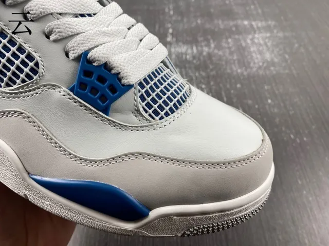 Nike Air Jordan 4 Light Gray and Royal Blue Basketball Shoes 10