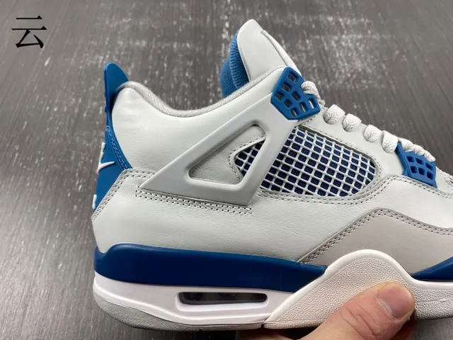Nike Air Jordan 4 Light Gray and Royal Blue Basketball Shoes 11