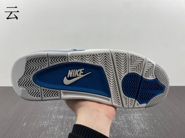 Nike Air Jordan 4 Light Gray and Royal Blue Basketball Shoes 17