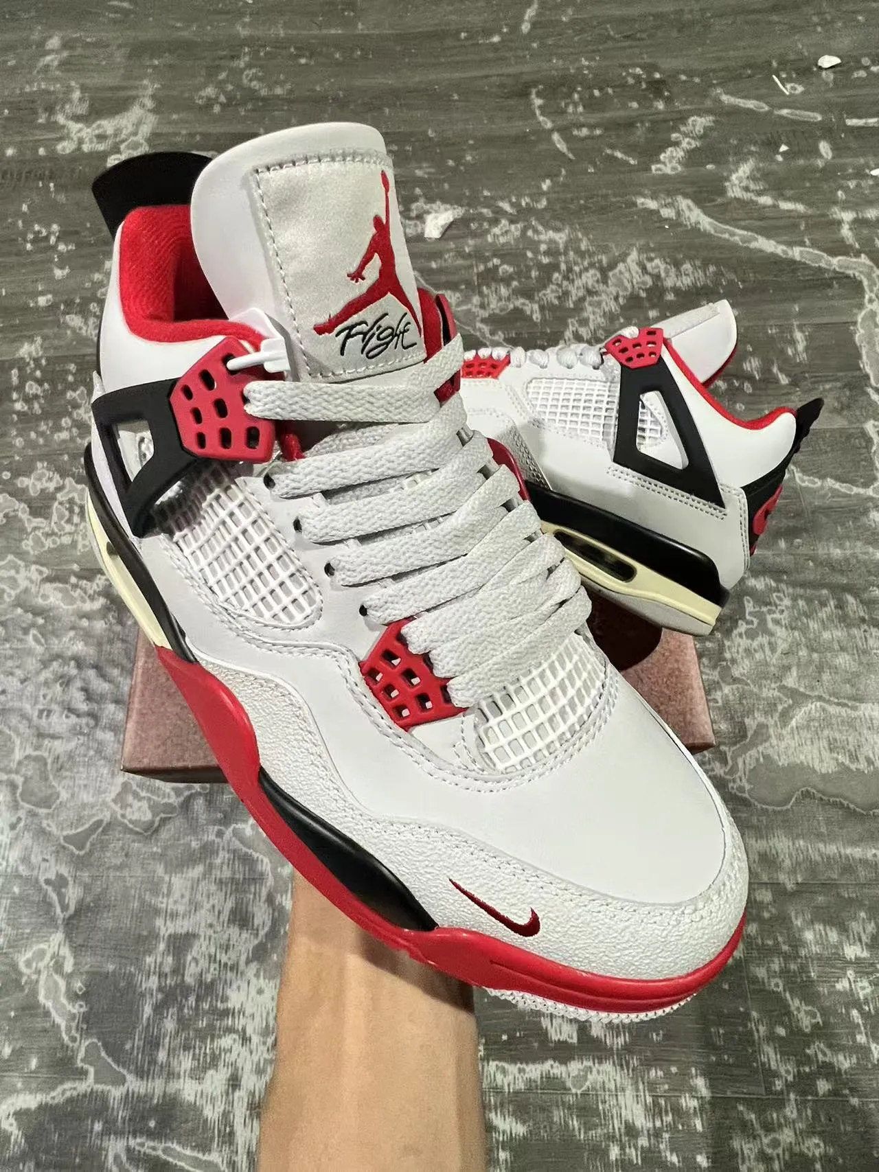 Nike Air Jordan 4 White Black Red Basketball Shoes 2