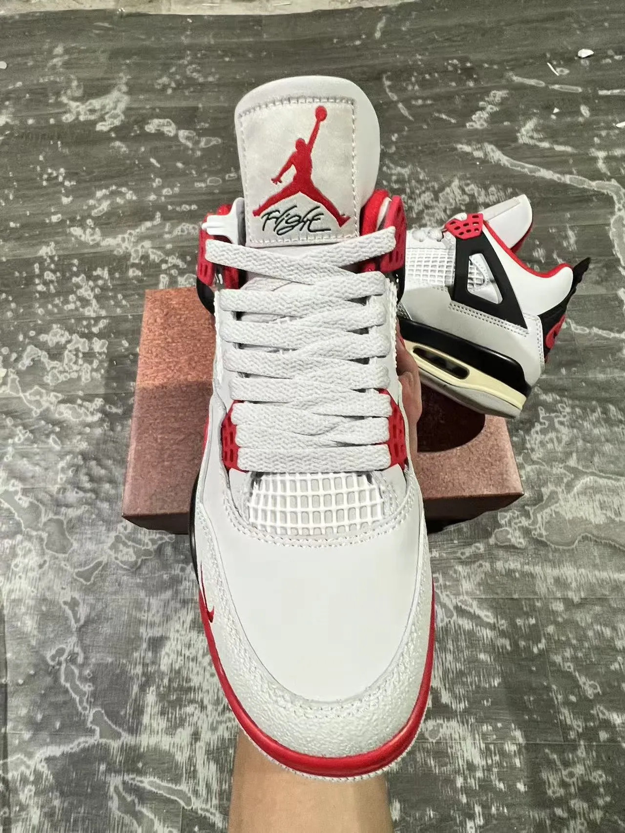 Nike Air Jordan 4 White Black Red Basketball Shoes 3