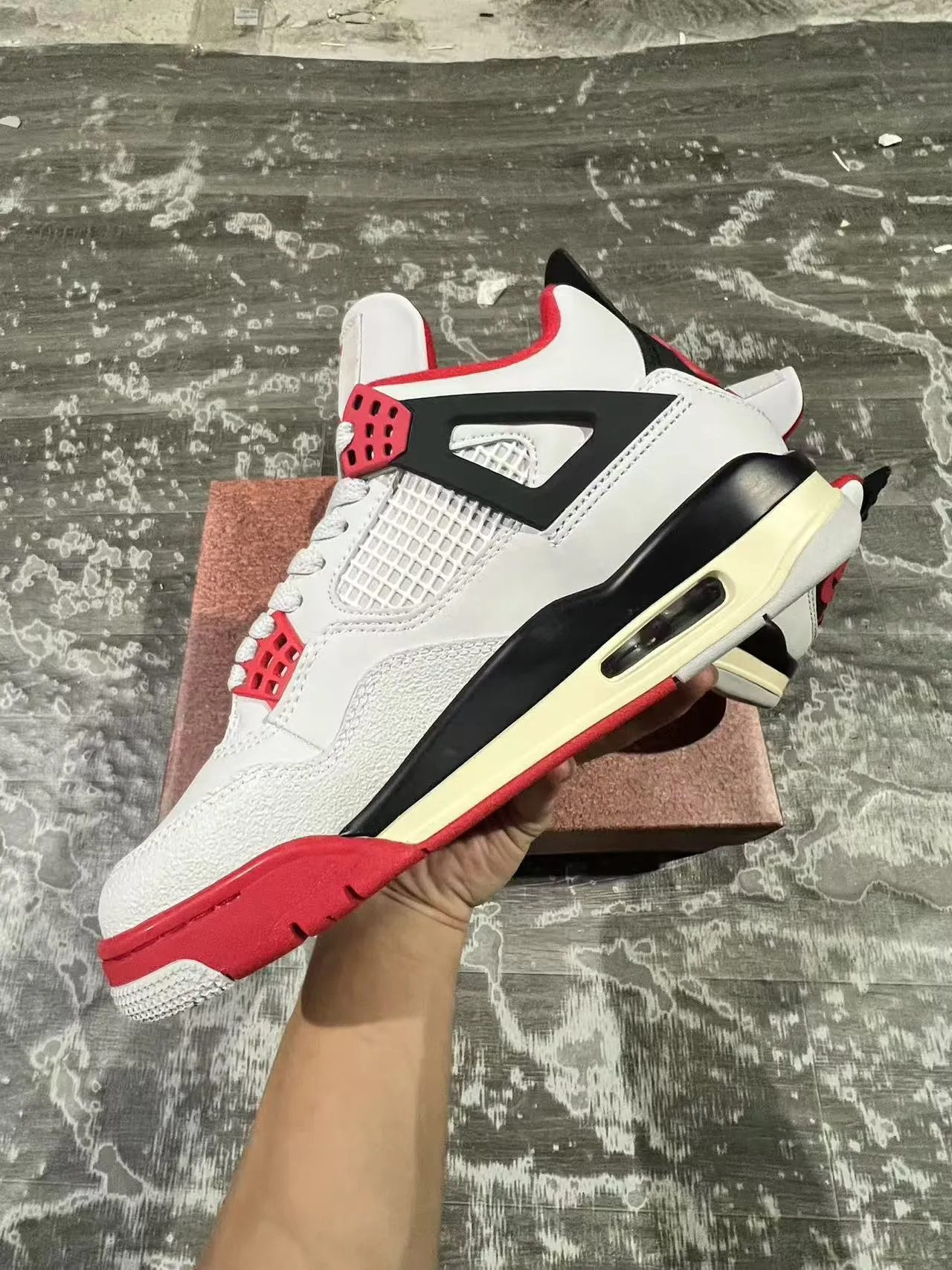 Nike Air Jordan 4 White Black Red Basketball Shoes 5