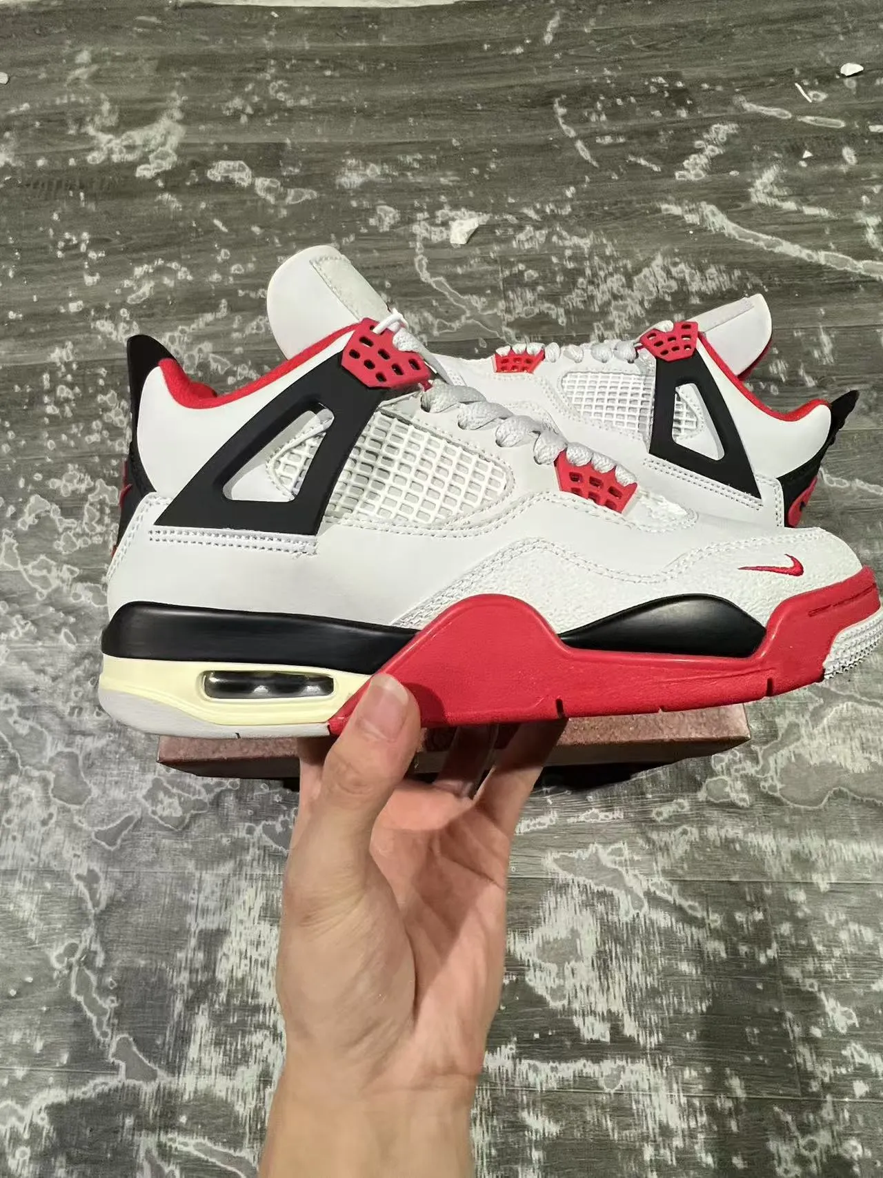Nike Air Jordan 4 White Black Red Basketball Shoes 7