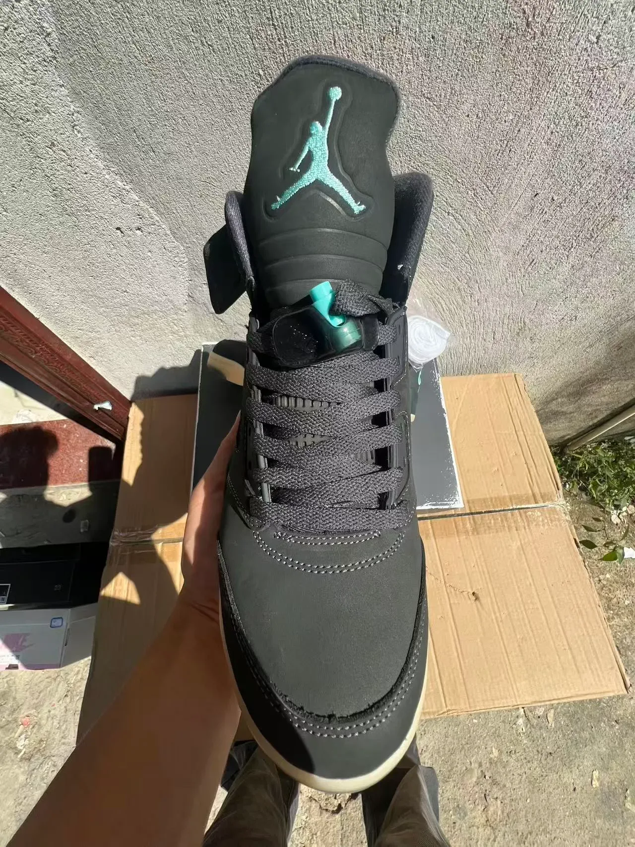 Nike Air Jordan 5 Dark Gray Mint Flame Basketball Shoes 3