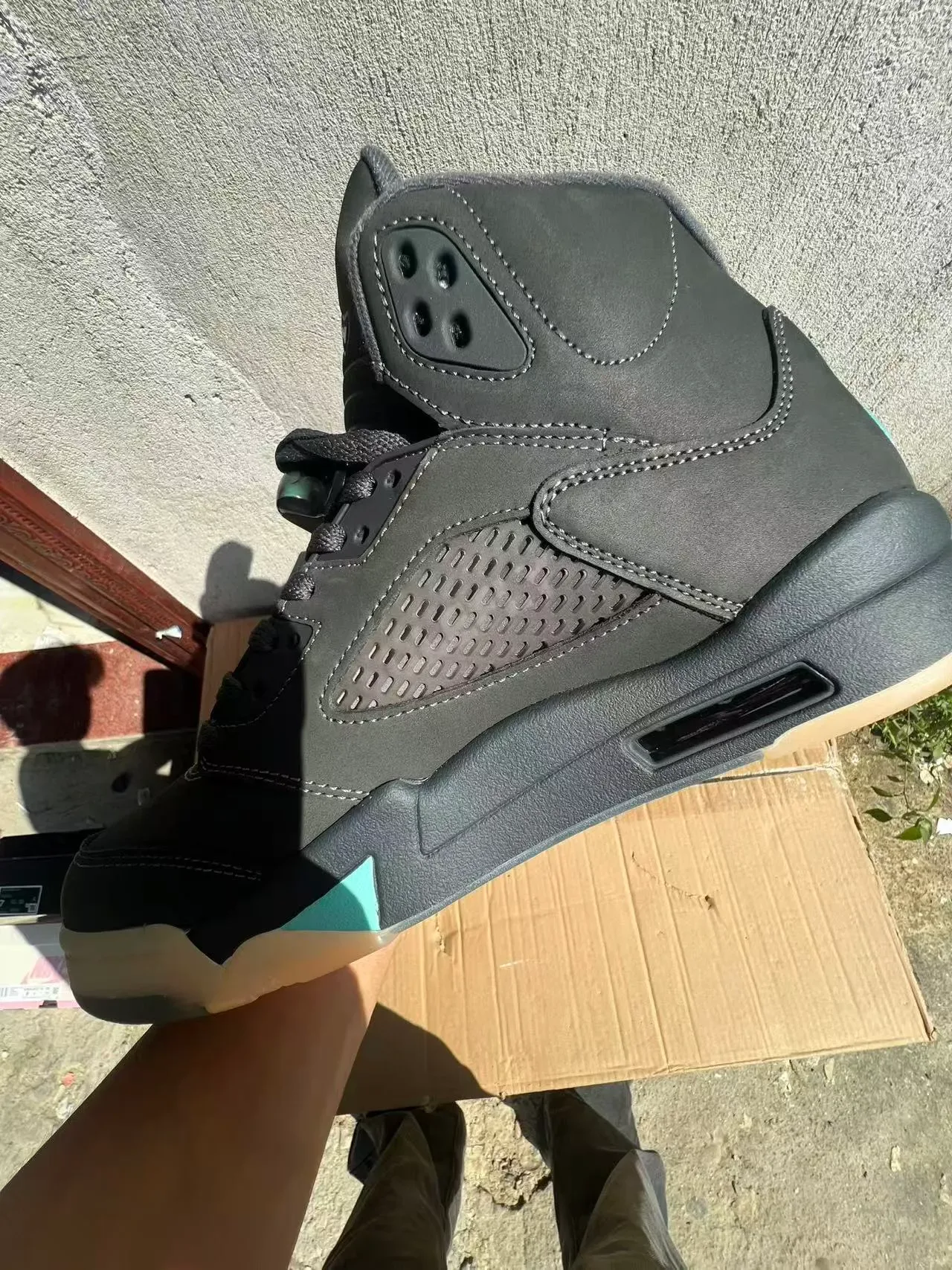 Nike Air Jordan 5 Dark Gray Mint Flame Basketball Shoes 5