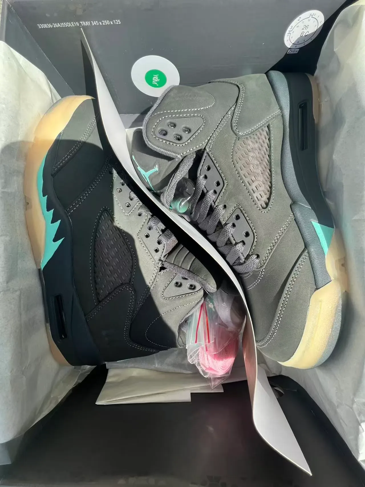 Nike Air Jordan 5 Dark Gray Mint Flame Basketball Shoes 9