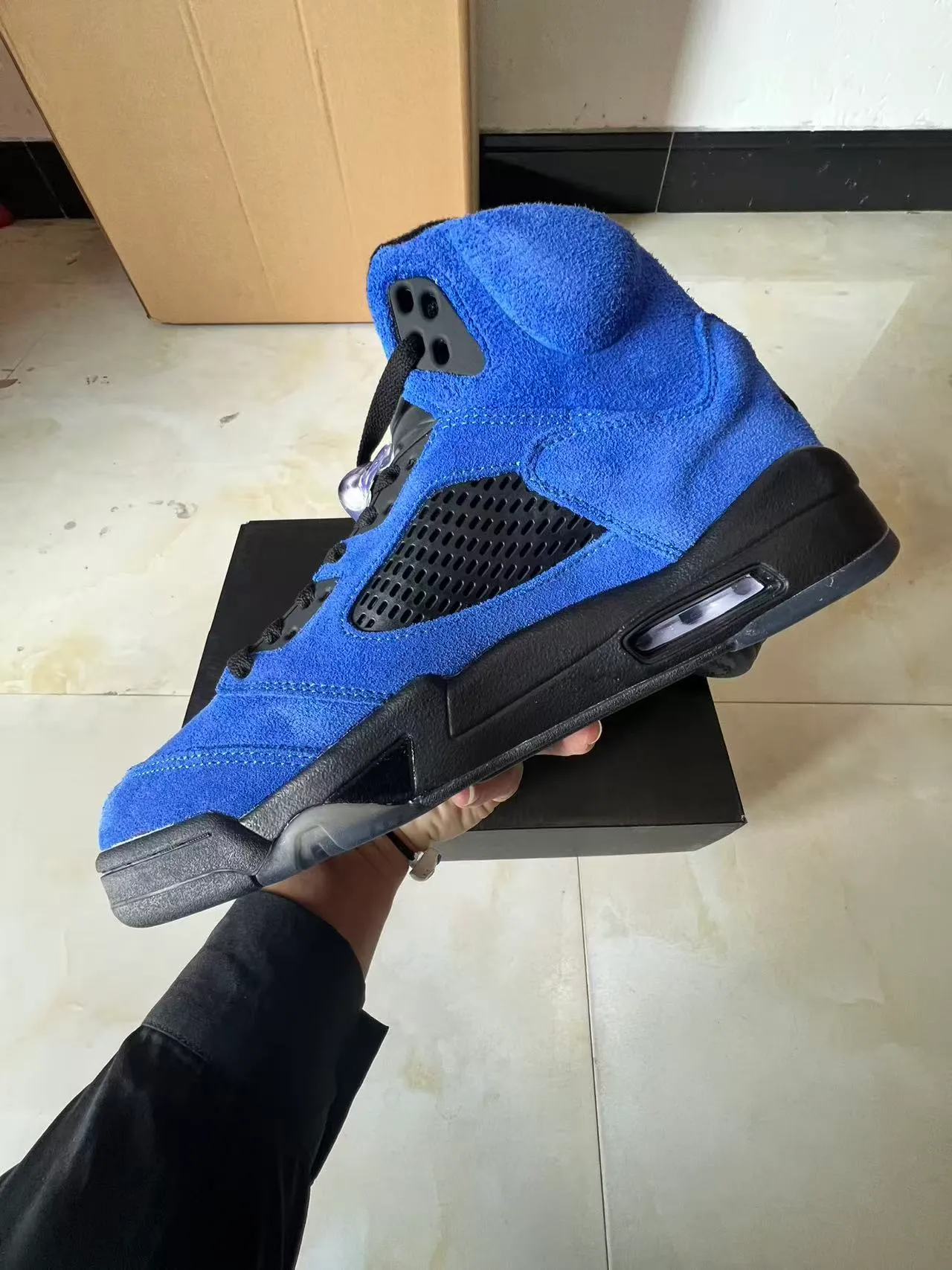 Nike Air Jordan 5 Royal Blue Suede Basketball Shoes 4