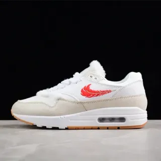 Nike Air Max 1 White Beige Red Feather Lifestyle Sneakers