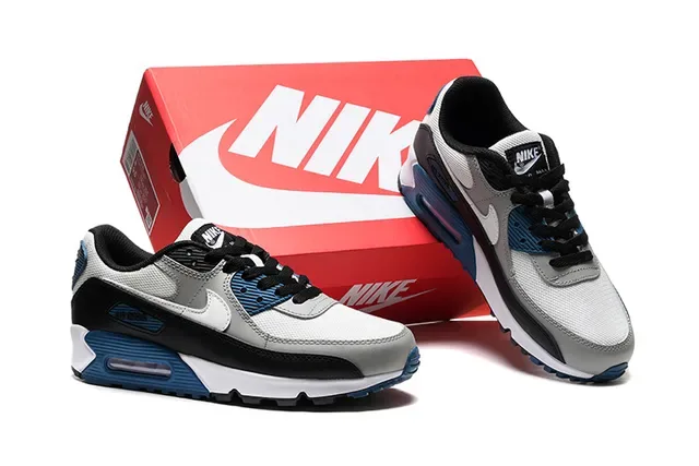 Nike Air Max 90 Blanc Noir Gris Bleu Chaussures Lifestyle 2