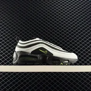 Nike Air Max सफेद काला परतदार तरंगदार ऊपरी भाग द्विगुण दृश्यमान इकाइयाँ लाइफस्टाइल स्नीकर