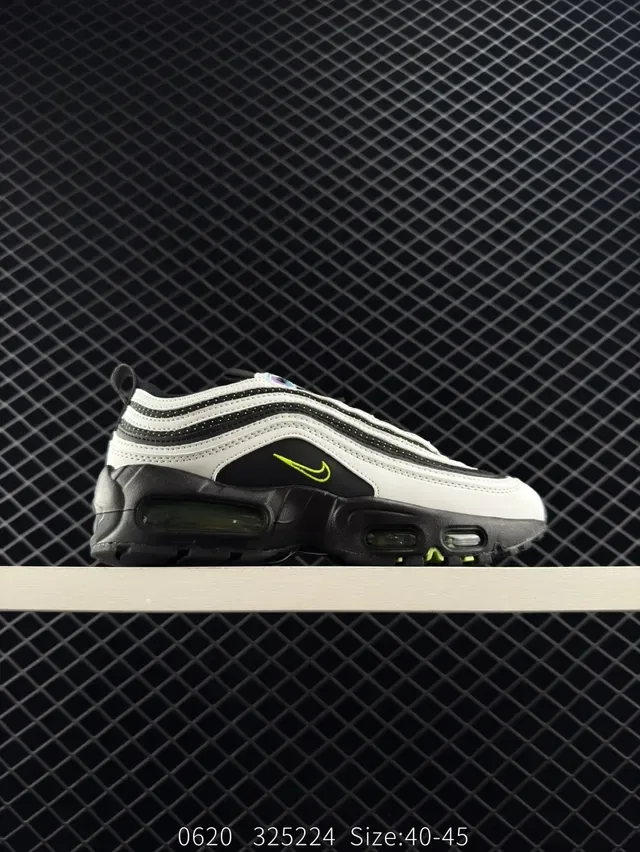 Nike Air Max White Black Layered Wavy Upper Dual Visible Units Lifestyle Sneakers 7
