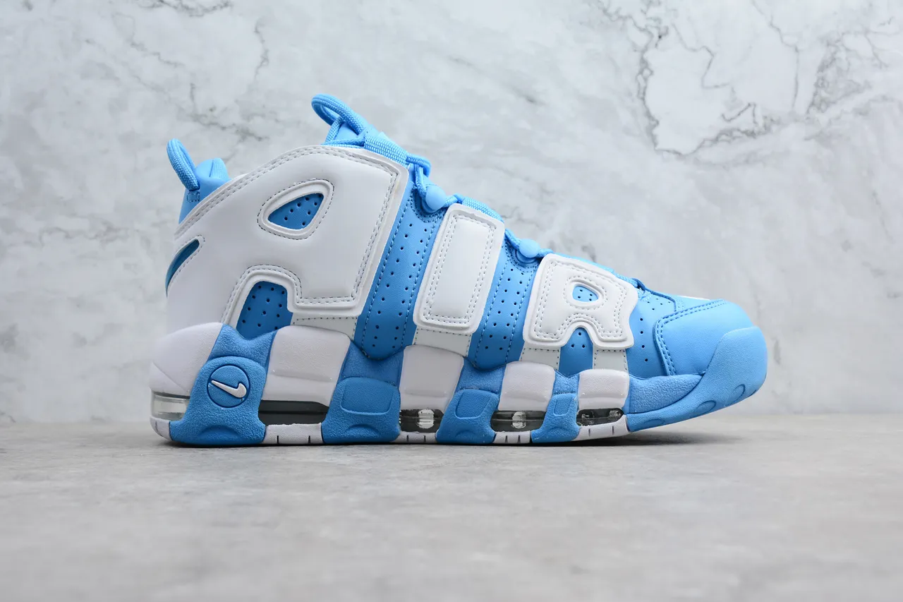 Nike Air More Uptempo Light Blue and White Basketball Shoes 8