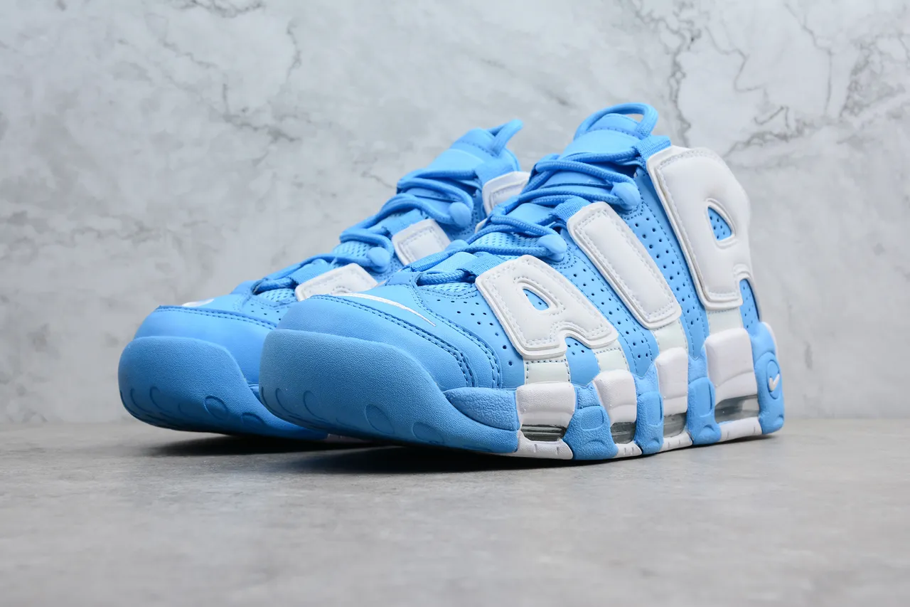 Nike Air More Uptempo Light Blue and White Basketball Shoes 9