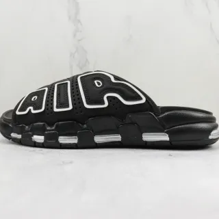 Nike Air More Uptempo Slide Black White Silver Slippers