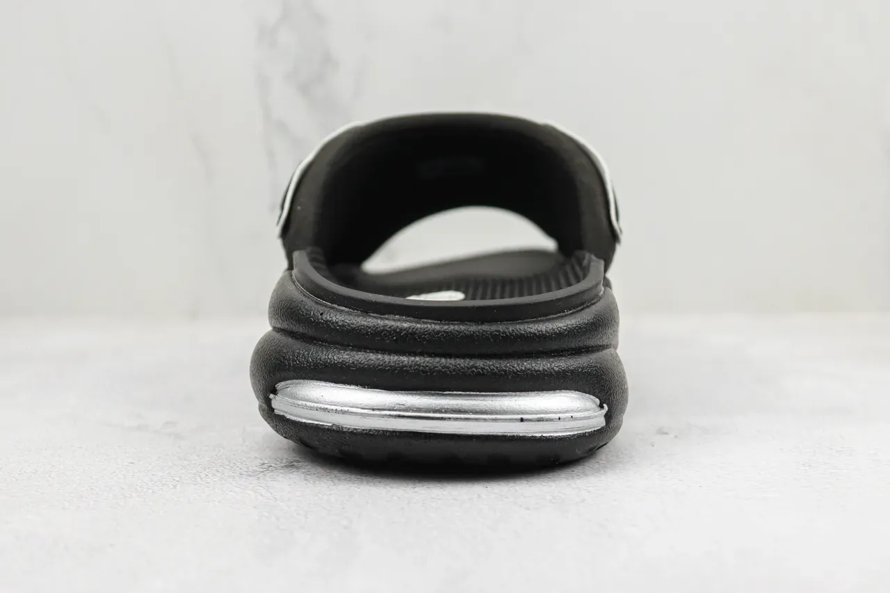 Nike Air More Uptempo Slide Black White Silver Slippers 9