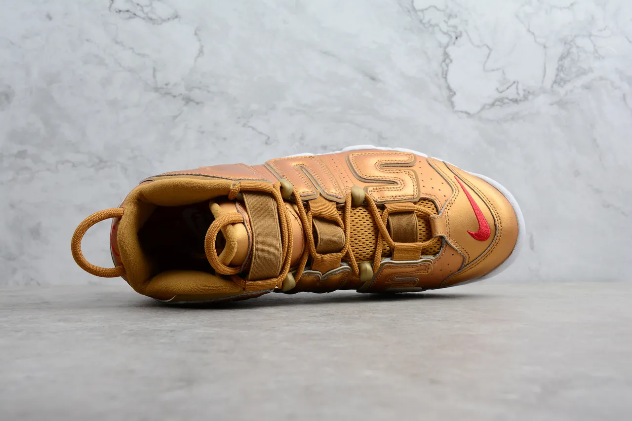 Nike Air More Uptempo Tan Leather High-Top Basketball Shoes 7