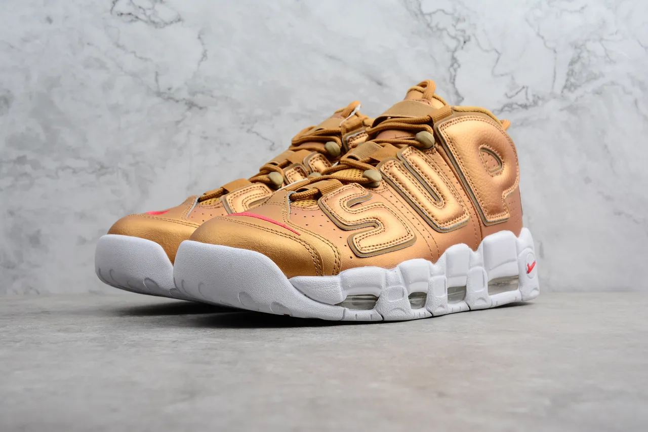 Nike Air More Uptempo Tan Leather High-Top Basketball Shoes 9