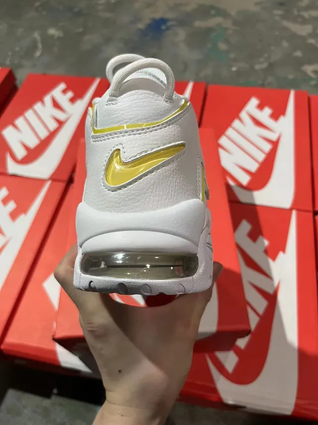 Nike Air More Uptempo White Yellow Basketball Shoes 5