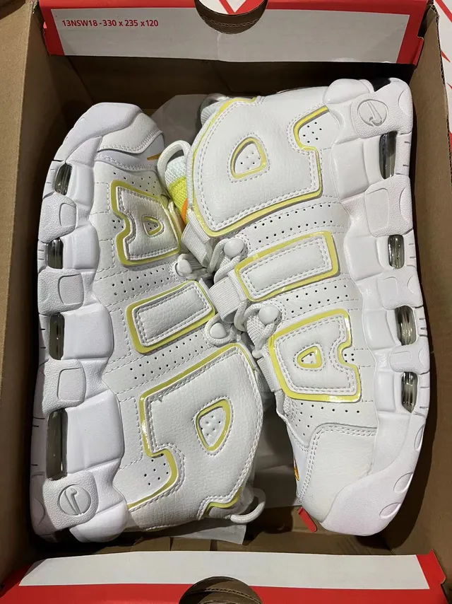 Nike Air More Uptempo White Yellow Basketball Shoes 6