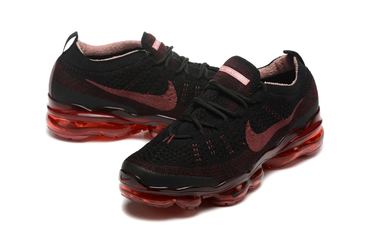 Nike Air VaporMax Black Red Flyknit Running Shoes 5