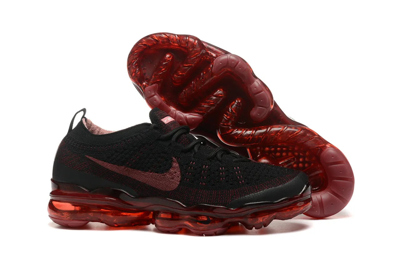 Nike Air VaporMax Black Red Flyknit Running Shoes 6
