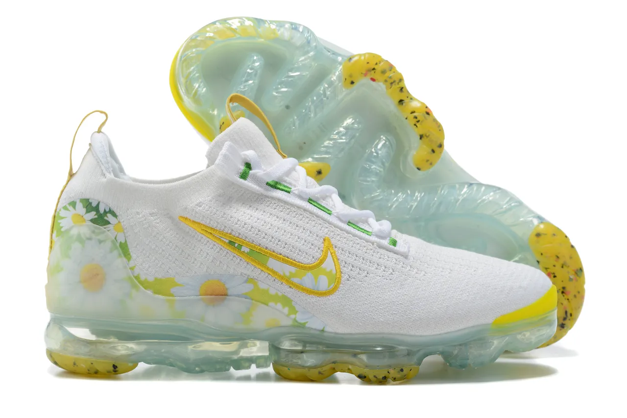 Nike Air VaporMax Daisy Print White Yellow Green Lifestyle Sneakers 14