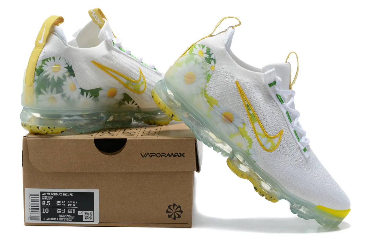 Nike Air VaporMax Daisy Print White Yellow Green Lifestyle Sneakers 16