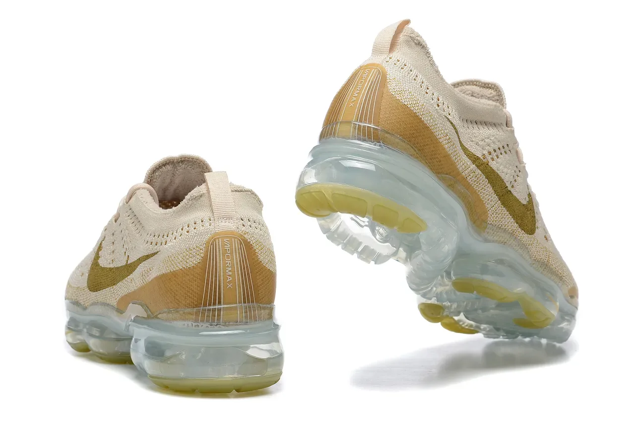 Nike Air VaporMax Flyknit Beige and Gold Lifestyle Sneakers 2