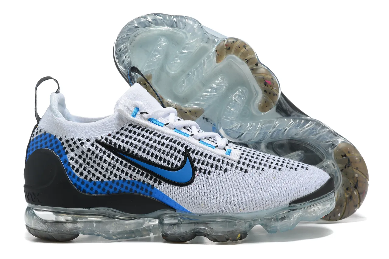 Nike Air VaporMax Flyknit White Blue Black Lifestyle Sneakers 6
