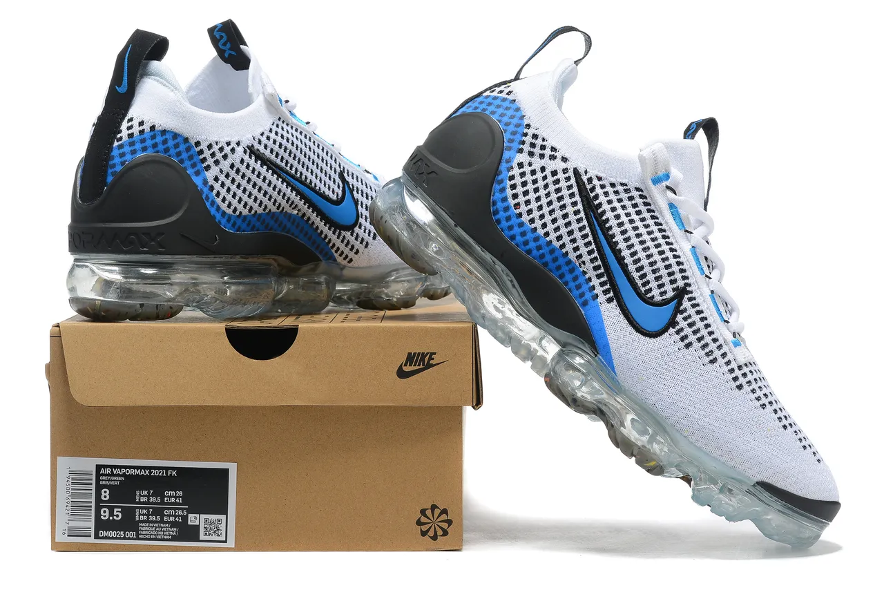 Nike Air VaporMax Flyknit White Blue Black Lifestyle Sneakers 8