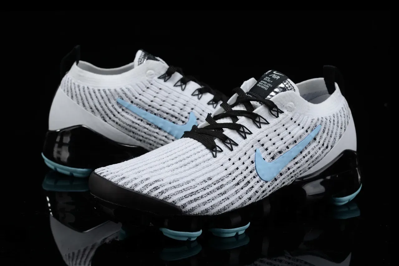 Nike Air VaporMax Flyknit White Blue Knit Upper Visible Cushioning Lifestyle Sneakers 5