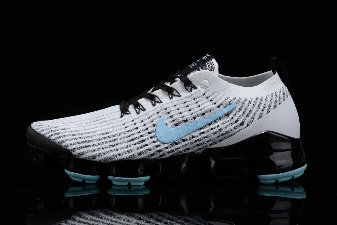 Nike Air VaporMax Flyknit White Blue Knit Upper Visible Cushioning Lifestyle Sneakers 8