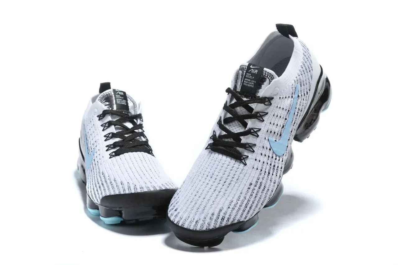 Nike Air VaporMax Flyknit White Blue Knit Upper Visible Cushioning Lifestyle Sneakers 11
