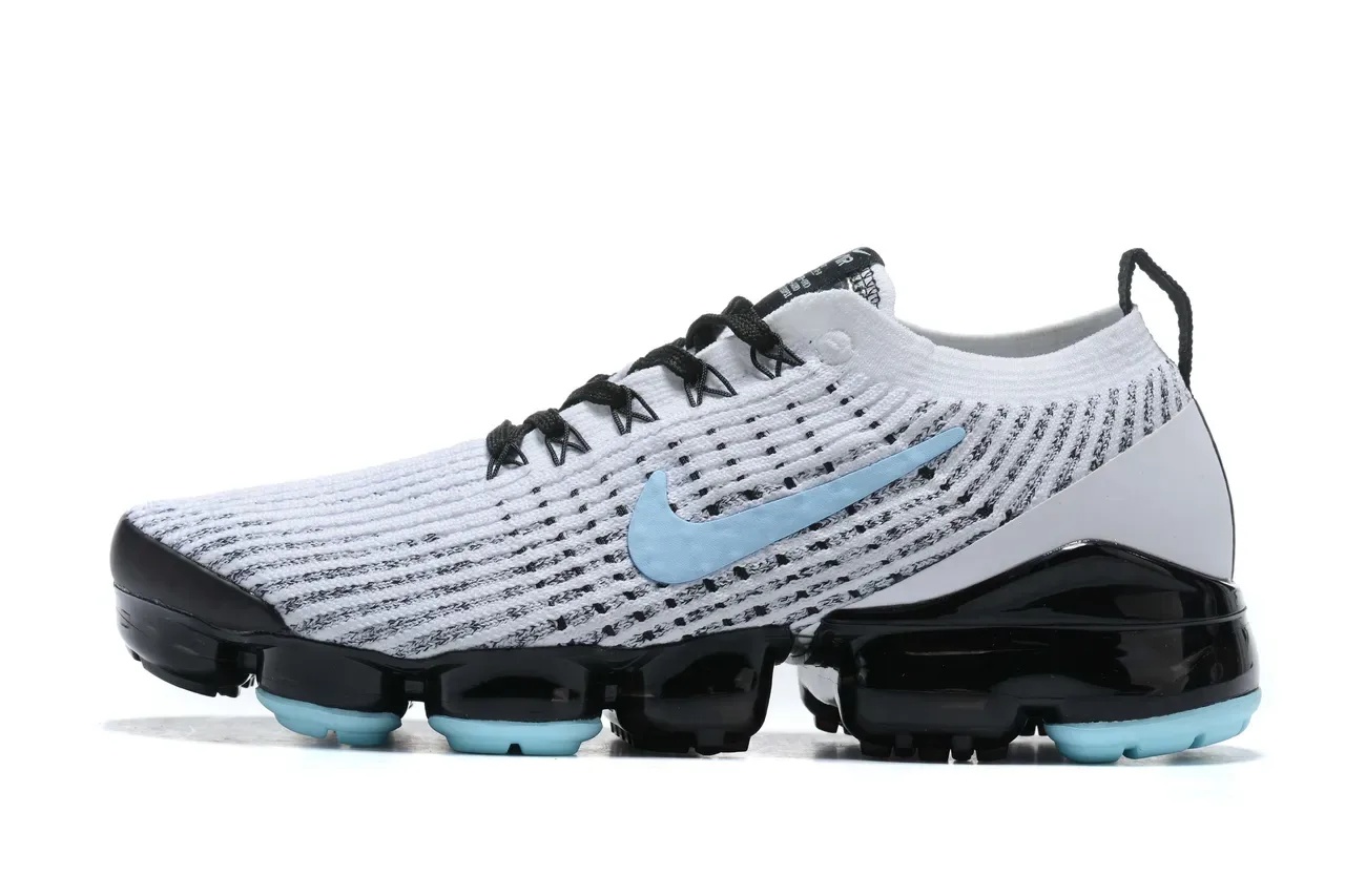 Nike Air VaporMax Flyknit White Blue Knit Upper Visible Cushioning Lifestyle Sneakers 12