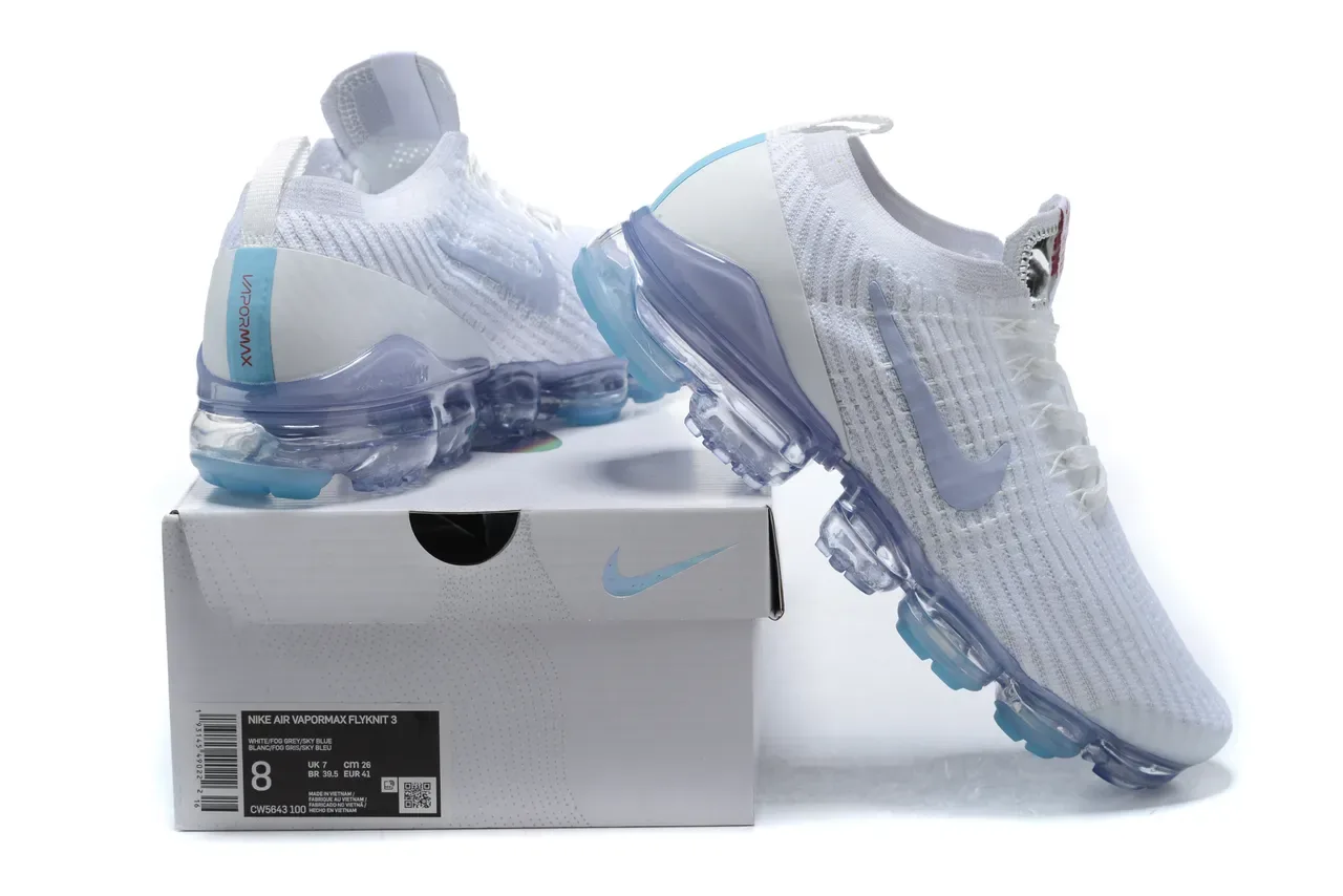 Nike Air VaporMax Flyknit White Light Blue Lifestyle Sneakers 16