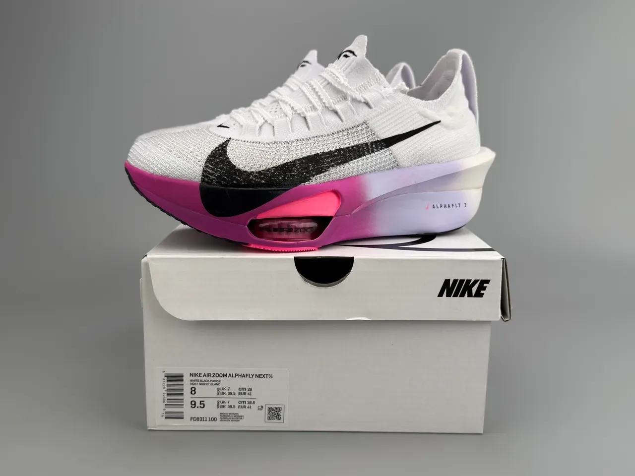 Nike Air Zoom Alphafly 3 Branco Preto Magenta Tênis de corrida 2