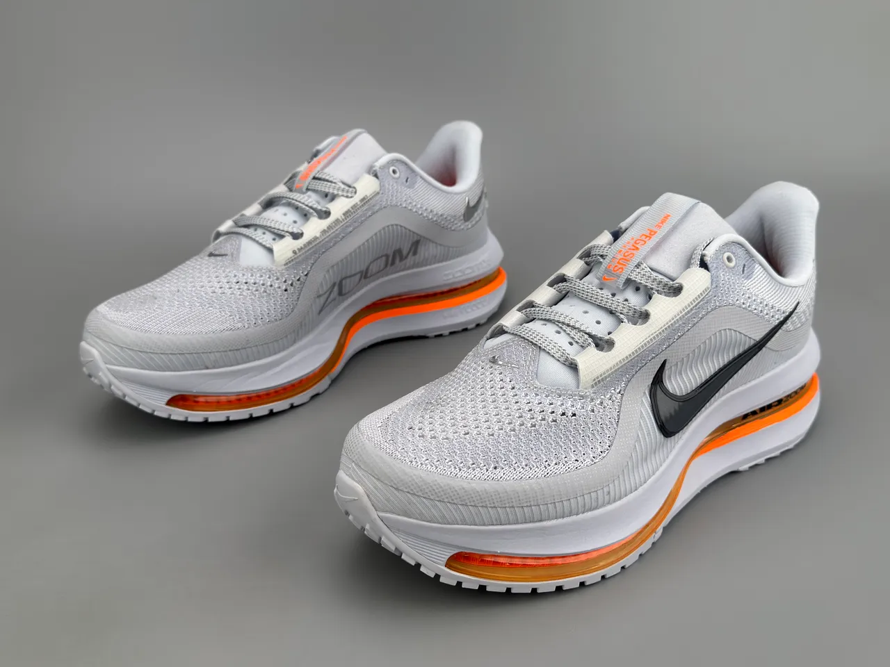 Nike Air Zoom Pegasus Gris Naranja Malla Engineered Superior Unidad Visible Largo Completo Zapatillas de Running 4