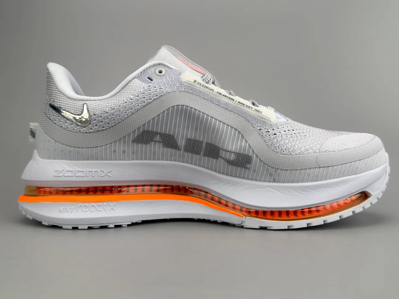 Nike Air Zoom Pegasus Gris Naranja Malla Engineered Superior Unidad Visible Largo Completo Zapatillas de Running 8