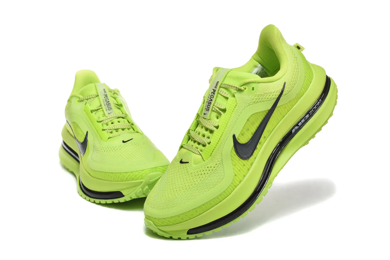Nike Air Zoom Pegasus Vert Noir Respirant Tricoté Maille Supérieure Swoosh Overlay Chaussures de course 3