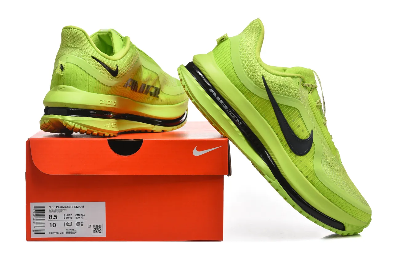 Nike Air Zoom Pegasus Vert Noir Respirant Tricoté Maille Supérieure Swoosh Overlay Chaussures de course 8