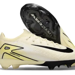 Nike Beige Negro Low-Cut Knit Upper Swoosh Acento Superficie Firme Zapatos de Fútbol