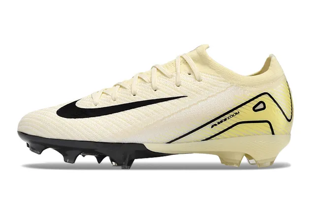 Nike Beige Noir Low-Cut Knit Upper Swoosh Accent Terrain Firme Chaussures de Football 7