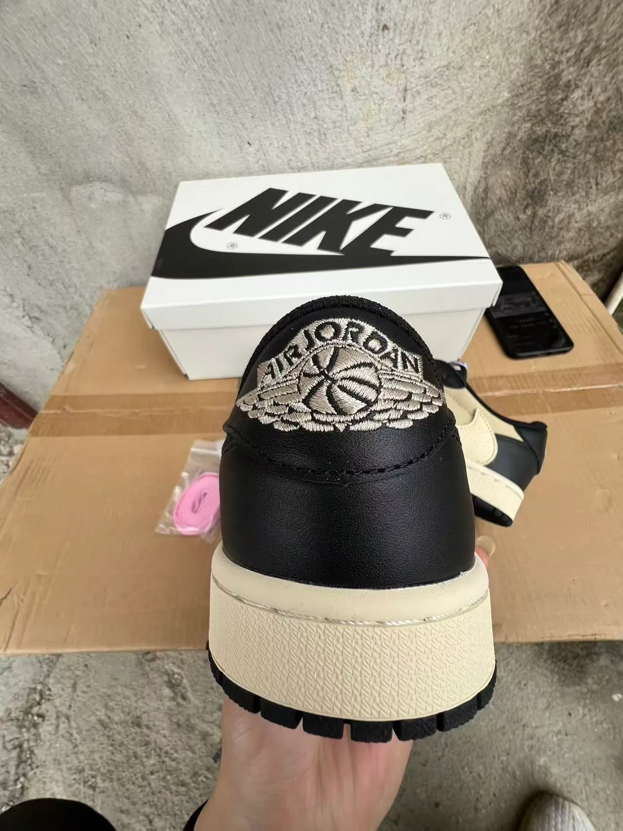 Nike Beige Black Low-Top Leather-Paneled Lifestyle Sneakers 8