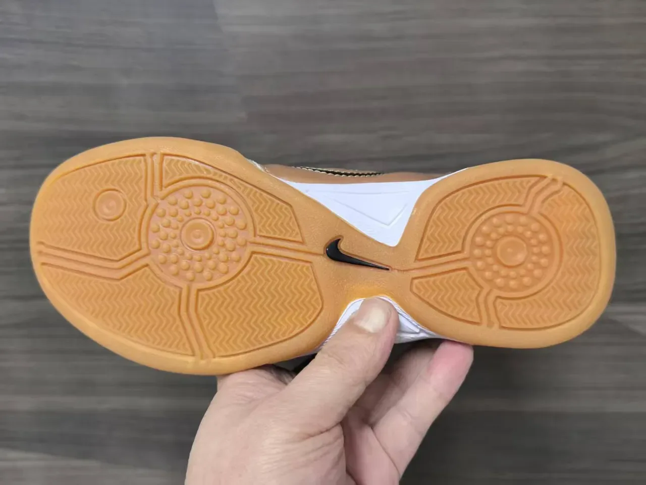 Nike Beige Brown Quilted Metallic Upper Gum Rubber Outsole Indoor Soccer Shoes 2