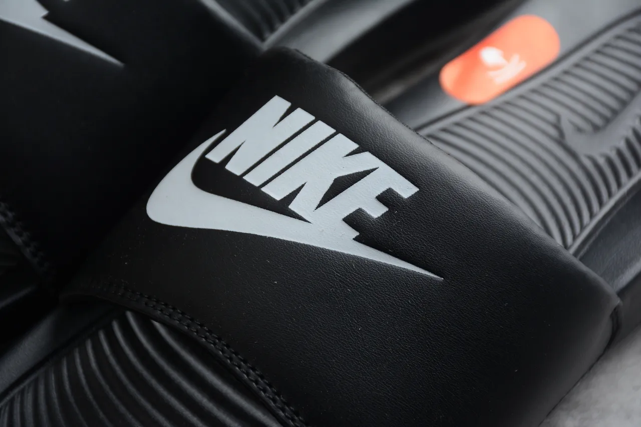 Nike Benassi JDI Black White Logo Slippers 6