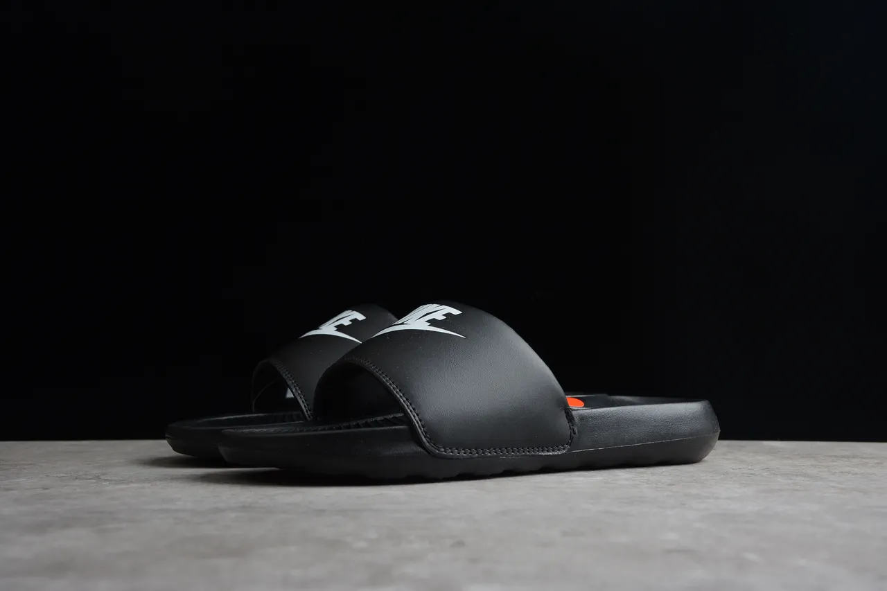 Nike Benassi JDI Black White Logo Slippers 12